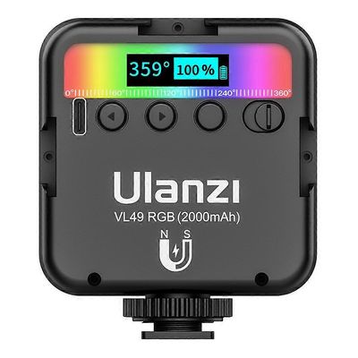 VL49 RGB LED-täyttövalo mini kannettava monitoiminen 2500K-9000K taskukamera täyttövalo live pho Musta