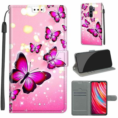 Foxdock Kompatibel med Xiaomi Redmi Note 8 Pro Pink Butterfly Mobile Case