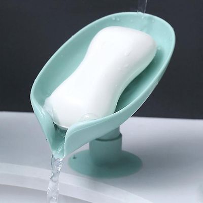 Blad form sæbekasse Drain Sæbe Badeværelse Tilbehør Toilet Vaskeri Sæbekasse Badeværelse Supplies Bakke Gadgets Grøn Pack of 1