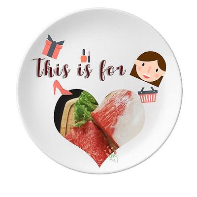 Lammeben Rå Kød Mad Texture Mor Dessert Plate Dekorative Porcelæn 8 tommer Dinner Home