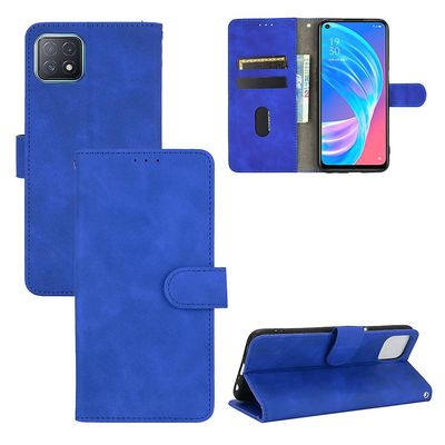 Etui til Oppo A72 5g / A73 5g Cover Premium læder med kortholder Flip Folio Magnetisk etui Etui Coque - Sort Blå