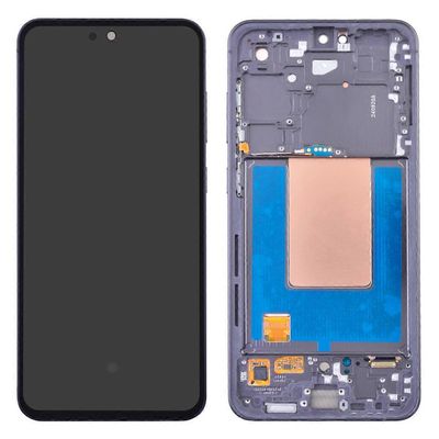 Samsung Galaxy S24 FE S721B OEM Grade S AMOLED -näyttö ja digitointikokoonpano + kehys (ilman logoa) - musta
