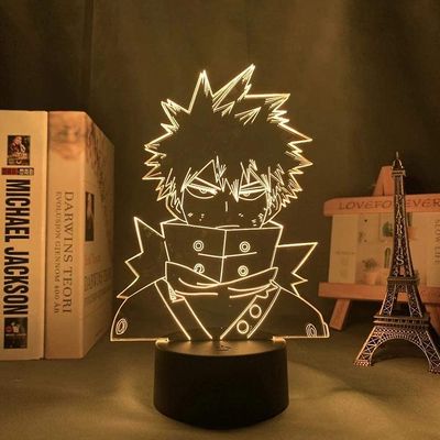 Veeki My Hero Academia Katsuki Bakugo Light Anime lamppu 3D LED yövalot 16 väriä vaihtava pöytävalaisin kodin sisustukseen koristeellinen joululahj...