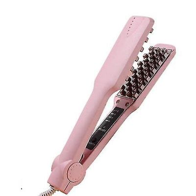 Volumizing Hår Jern glattejern Keramisk Hår Crimper Fluffy Hair Curler Pink EU Plug