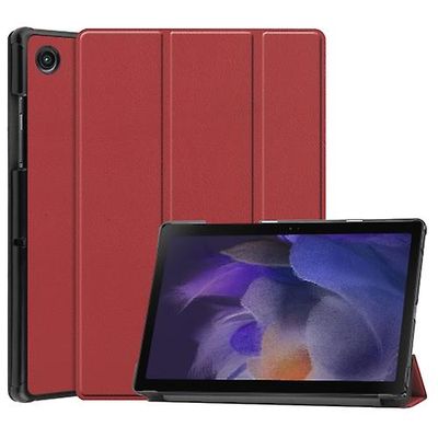 Hsmy For Samsung Galaxy Tab A8 2021 Trefoldende Holder Custer Tekstur Lær Tablett Tilfelle Vinrød