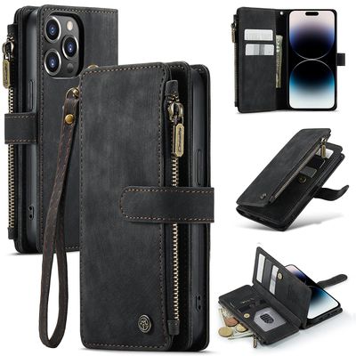 Caseme C30 telefon skinnveske til iPhone 14 Pro Max Svart