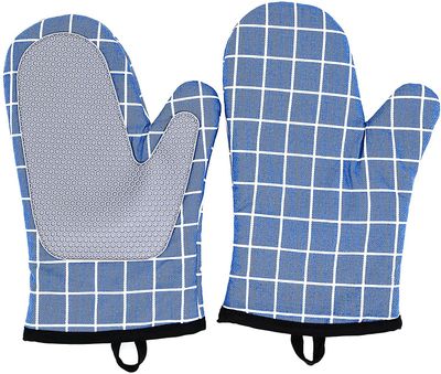 Linkrunning 1 par silikone grydelap ovnhandsker, varmebestandige skridsikre køkkensilikonehandsker af fødevarekvalitet til grillning, bagning, madl...