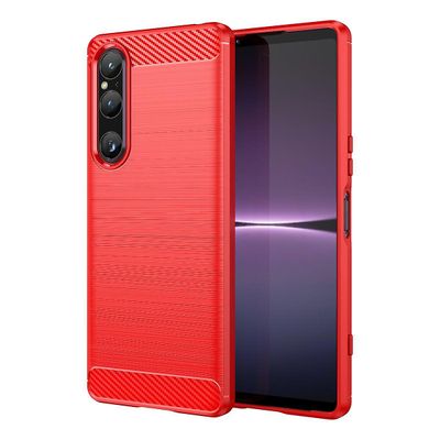 König Kotelo Matkapuhelinsuoja Sony Xperia 1V -kotelolle Kotelon kansikotelot Puskurin hiilikuori Uusi Punainen
