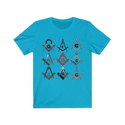 Bricks Masons Firkantet og kompas symboler frimurerisk t-shirt Turkis 3xl