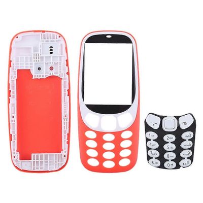 Wbtd Täysi kokoonpanokotelon kansi näppäimistöllä Nokia 3310 -puhelimelle Punainen