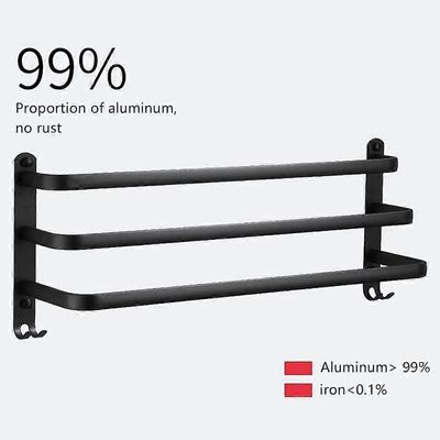 Heyone Seinälle asennettava pyyheteline alumiini-3 kerrosta-vedenpitävä-musta-30 cm-kylpyhuoneeseen, keittiöön, kylpyhuoneeseen-30 cm