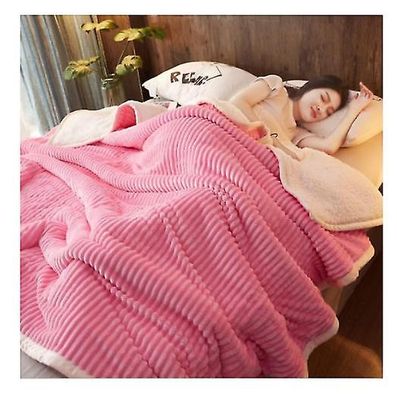 Handuo Tykt varmt tæppe quilt koral fleece tæppe flannel ark Pink 180*220cm