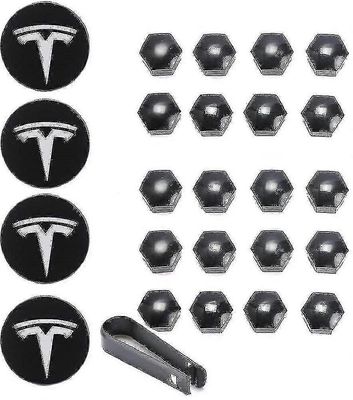 Tesla Model 3 Ysx Pyörän suojussarja Keskikorkki Rengas Lug Mutterin korkit Musta Punainen Valkoinen Valkoinen Harmaa W/4 Keskikorkit 20 Mutterin k...