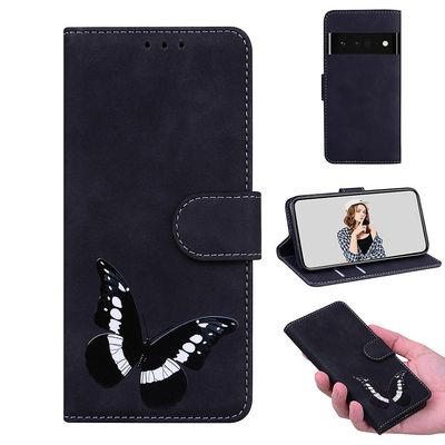 Etui til Google Pixel 6 Pro Butterfly Cover Premium magnetisk-pink Sort