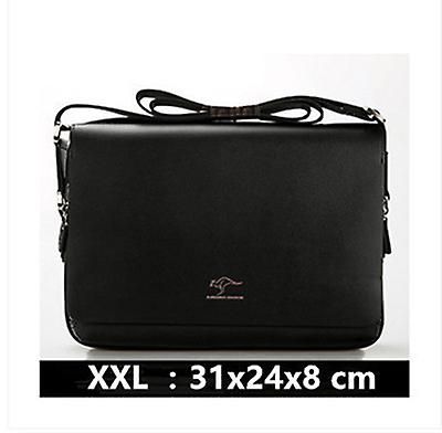 Luksus Designer Menns veske Merke Kenguru Kofferter Business Skulderveske Stor kapasitet Crossbody Vesker Mykt skinn Laptop Vesker XXL Svart