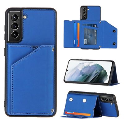 Gangxun Sag til Samsung Galaxy S21 Plus Vintage Cuir Cover Læderetui Kofanger - Bleu