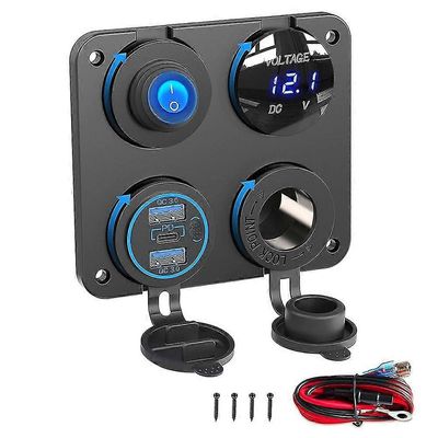 Vene Rv 12v laturin pistorasiapaneeli, 4 in 1 dc teho 12v pistorasiapaneeli multi usb pikalaturi wi