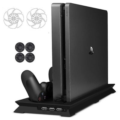 Newtonstein Ps4 Slim -konsoliteline jäähdyttimellä, kaksoisohjaimen laturi