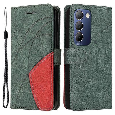 Nahkakotelo vivo V40 SE 5G / Y200e 5G kotelo lompakko väri silmukointi puhelimen kansi Vihreä