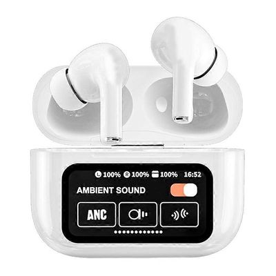 A9 Pro älykäs värikäs kosketusnäyttö ANC + ENC melunvaimennus langaton Bluetooth-kuuloke Valkoinen