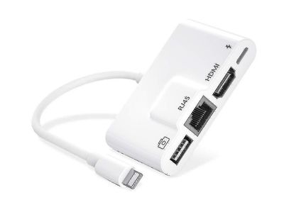 Lightning til Hdmi-adapter, Lightning til Otg Digital Audio Av-adapter med Hdmi 1080p, til Rj45 Ethernet, USB og opladningsport, der er kompatibel ...