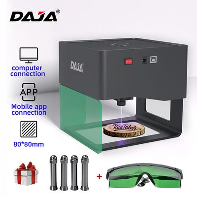 Daja Dj6 lasergraver DIY-mærkning bærbar graveringsmaskine til DIY håndværkslogo mærkeprinter 80x80mm udskæringsområde med 4stk hævede søjler + gog...