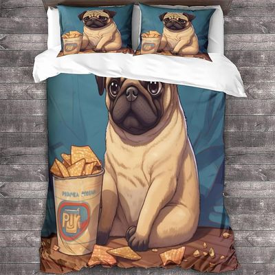 LikeEj MOPSI vuodevaatteet pussilakana eläinpainettu vuodevaatteet peitto lapsille teini koiran vuodevaatteet setti tyynyliinoilla kaksinkertainen ...