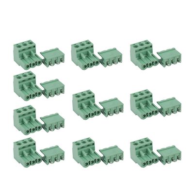 10kpl 5.08mm nousu 3Pin pistokeruuvi PCB-riviliittimen liitin suorassa kulmassa vihreä