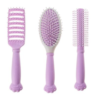 3 stykker Børste Sæt, Air Cushion Massage Comb for krøllet hår Anti-Statisk (Lilla)