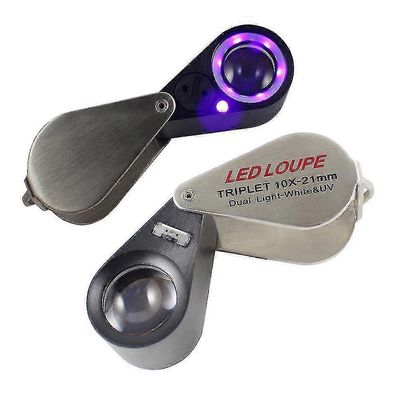 10/20/30x suurennuslasi korut Loupe Led UV-valo 21mm Achromatic Triplet Linssi Optinen lasi 10X