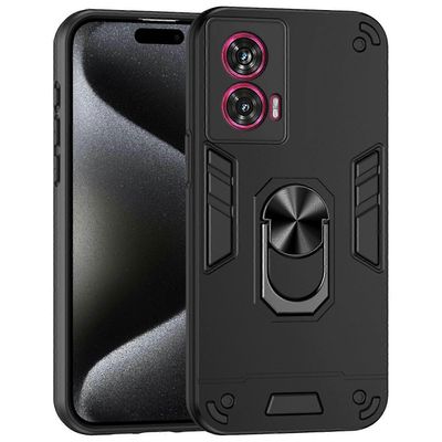 Motorola Edge 50 Fusion 5G -kotelo PC + TPU pudota puolustaa puhelimen kansi rengasjalustalla - musta Monivärinen Black