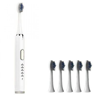 Qian Voksen Elektrisk tandbørste Usb genopladelig Ultra Sonic Vaskbar afslappende kraftfuld 5-trins elektrisk tandbørste hvid