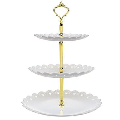 Yunshu 3-lags frugt cupcake dessert plastplade til fødselsdag bryllupsfest hvid