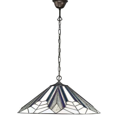 Interiors 1900 Lighting Astoria 1 lys stort loft vedhæng Mørk bronze, Tiffany stil glas, E27