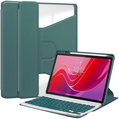Lenovo Tab M11 (Xiaoxin Pad 11 2024) -kotelolle PU + akryylitabletin jalustan kansi Bluetooth-näppäimistöllä Tummanvihreä Style C Lenovo Tab M11 (X...