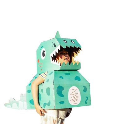 Yunshu Børn dinosaur kjole op bærbar DIY karton papir tøj legetøj børns performance tøj green tyrannosaurus
