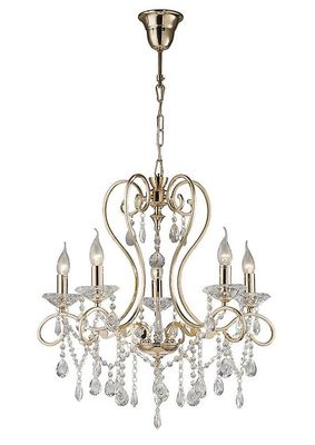 Inspired Lighting Vela Loft Vedhæng Lysekrone 5 Lys fransk guld, Krystal