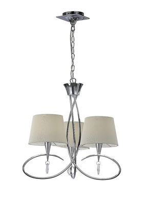 Inspired Lighting Mara Loft Vedhæng 3 Lys E14, poleret Krom med elfenben hvide nuancer