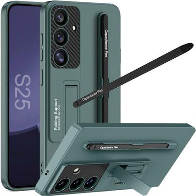 S Pen Samsung Galaxy S25 Plus -kotelo jalustalla ja kynänsuojalla