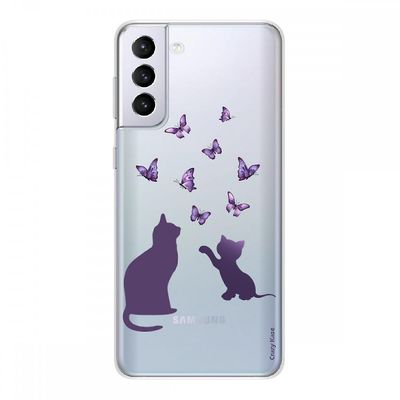 Crazy Kase Skrog til Samsung Galaxy S21 5g i silikone fleksibel 1 mm, killing leger med sommerfugl