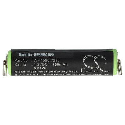 vhbw-akku, joka on yhteensopiva Wella Contura HS40-, HS60- ja HS61-parranajokoneiden kanssa (700 mAh, 1.2 V, NiMH) ilman väriä/sisäistä akkua