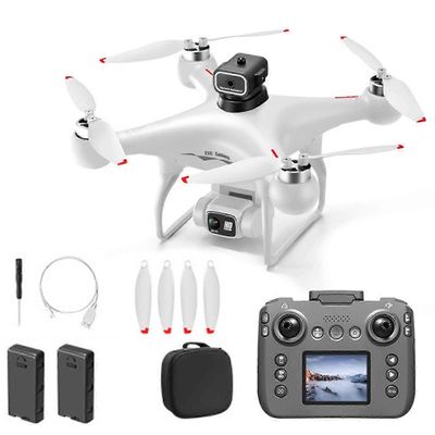 Drone kameralla aikuisille 4k, harjaton moottoridrone lapsille aloittelijoille Kaksinkertainen akku White