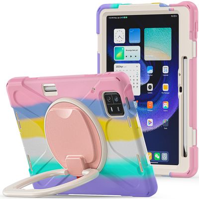 Xiaomi Pad 6 PC + silikoninen tablettikotelo pyörivä kädensija jalustan kansi Värikäs vaaleanpunainen