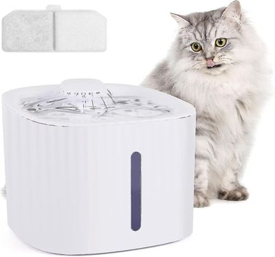 Katt drikkefontene, 3l katter og hunder fontene med vannstand vindu, organisk filter dispenser stille kjæledyr vann fontene, for hunder og katter