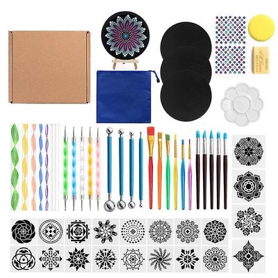 60 Pcs mandala maleri værktøj skabelon diy graffiti kunst søm forsyninger på33