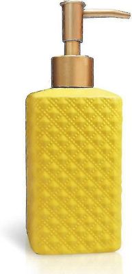 Kultasaippua-annostelija, keraaminen voidepumppupullo hienostuneella ja vintage-kohokuviolla, kodin sisustus kylpyhuoneeseen tai keittiöön