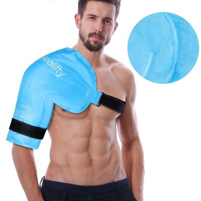 Olkapää Ice Cuff Healifty Kylmähoito Kompressiojääpakkaus vammoihin Uudelleenkäytettävä sininen joustava hihna 1 setti
