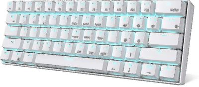 Rk61 60% trådløst mekanisk spilltastatur, ultrakompakt Bluetooth mekanisk tastatur med 10 timers batterilevetid og blå brytere, kompatible