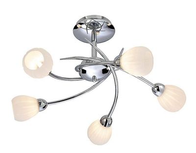 Firstlight Lighting Rena 5 Light Semi Flush Multi Arm Chrome, Opal Glas, G9