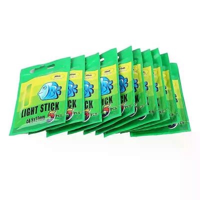 50 kpl / 10 pakkausta kemiallinen valaiseva hehkuvalo keppi yökalastus kelluvat sauvat valot vihreä väri kalastustarvikkeet Pasca 50pcs